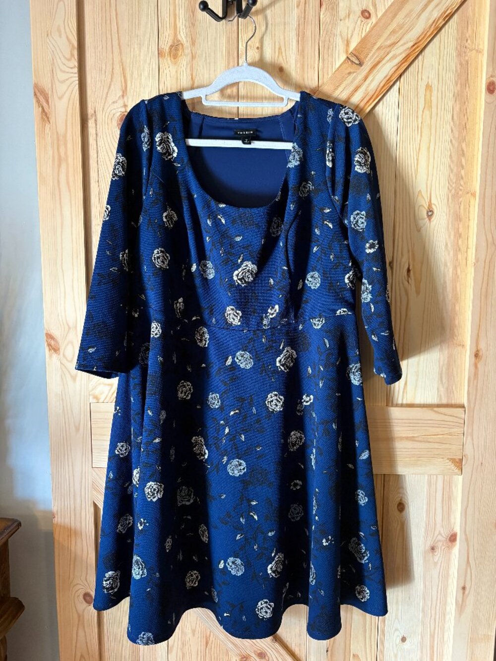 Torrid Floral Dress Size 2 Blue Fit & Flare Midi Plus Size 2X